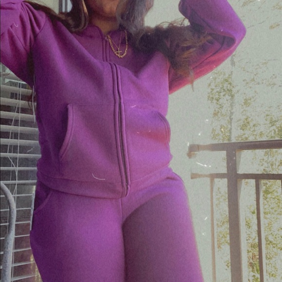 faux fur lined jacket and pants set - Picture 2 of 3